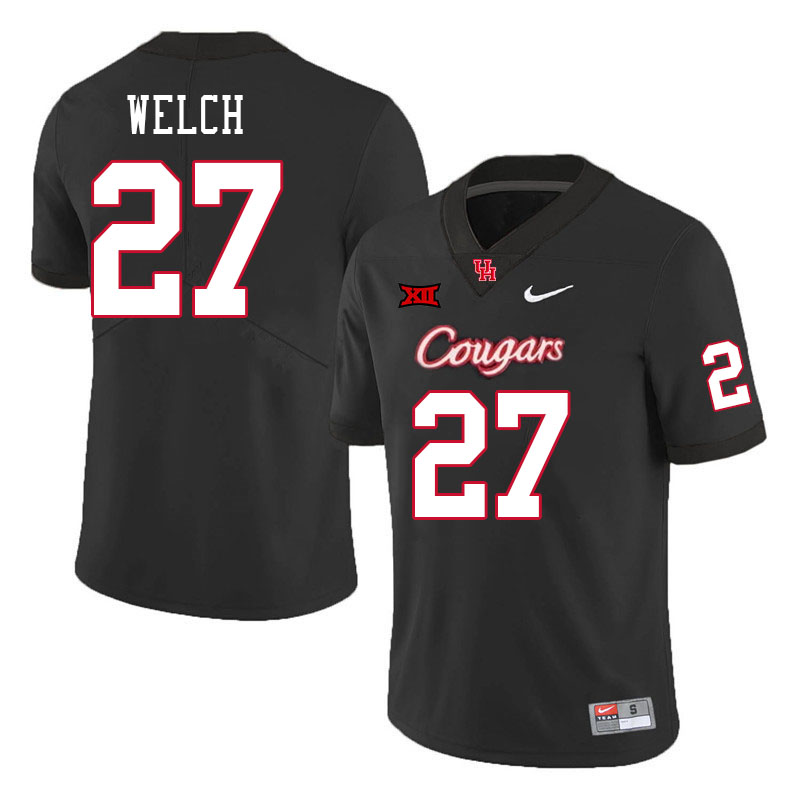 Men #27 Mike Welch Houston Cougars Big 12 XII College Football Jerseys Stitched-Black